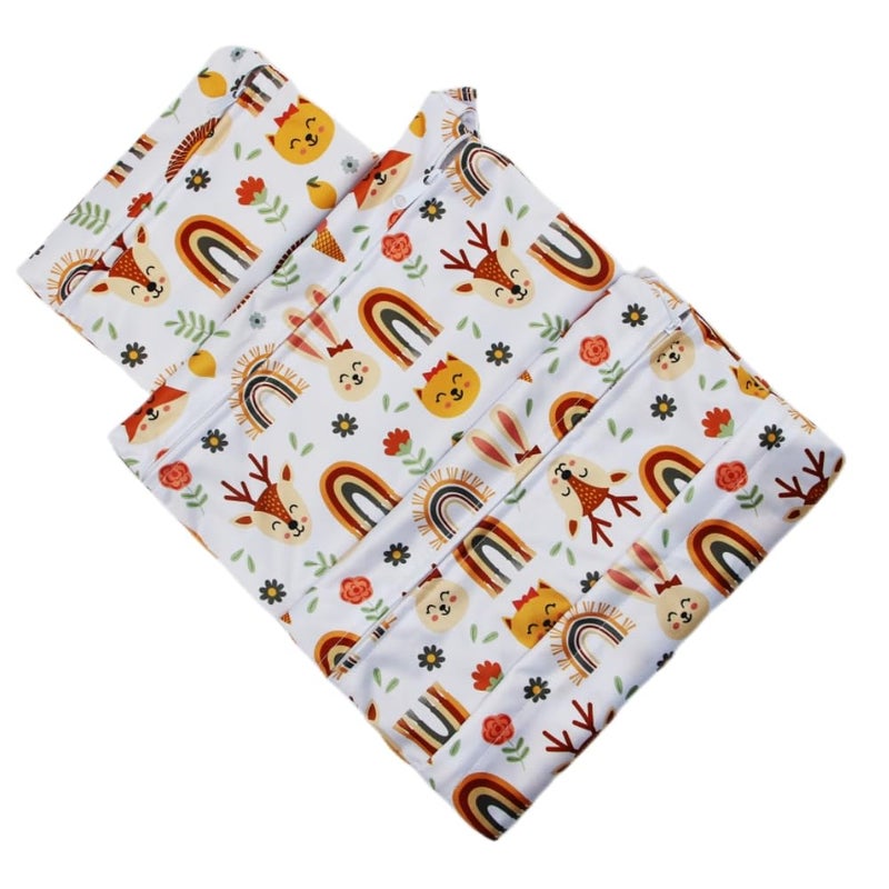 Asenappy 3pcs Cloth Diaper Wet Dry Bags Waterproof Reusable with Two Zippered Pockets Travel Beach Pool Daycare Soiled Baby Items Yoga Gym Bag for Swimsuits or Wet Clothes (rainbow fox) - Image 5
